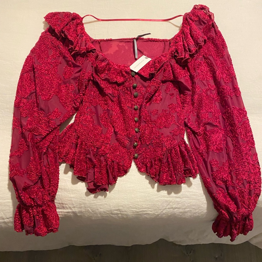 NWT Anthropologie Burnout Velvet Lace Women's Top XS